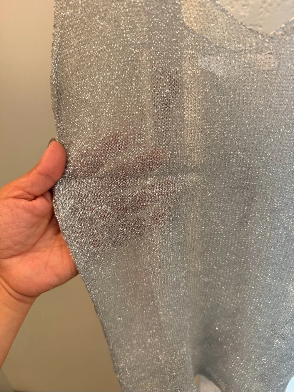 Zara Silver Shimmer Lace-Trim Slip Camisole